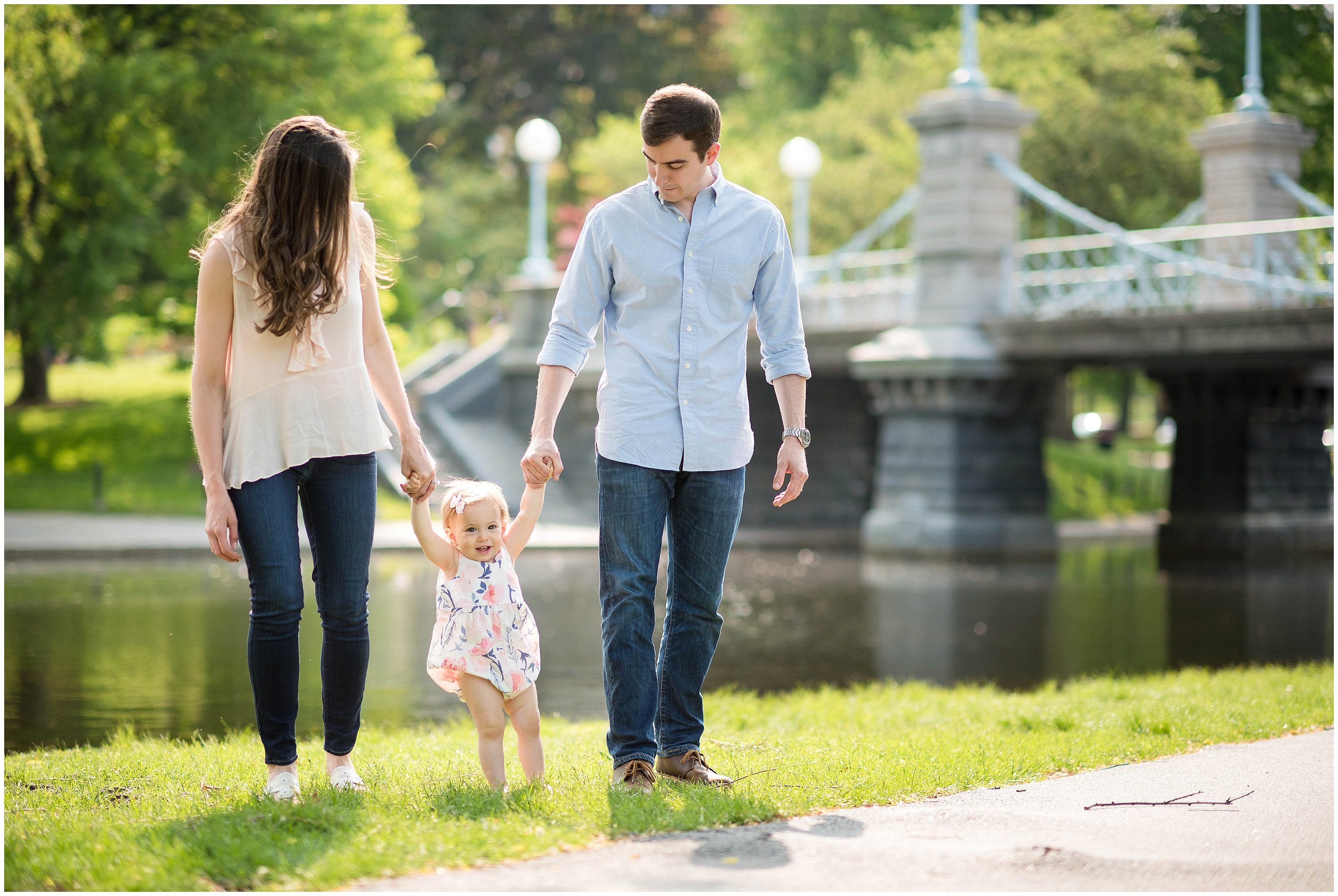Family walking in Boston Public Gardens what to wear